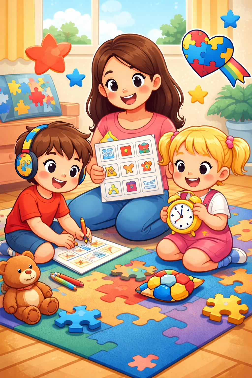 Criança autista brincando e se desenvolvendo